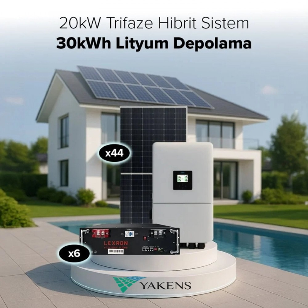 20 Kw Trifaze Hibrit Hazır Solar Paket (Sistem 2) Lexron